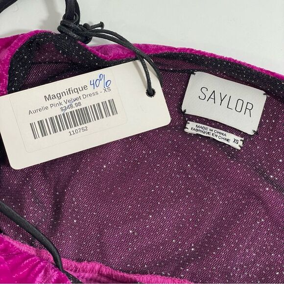 NWT SAYLOR Aurelie Pink Velvet Mini Dress Size XS - Picture 5 of 11